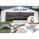 GAZEBO TENDONE 12x6 M PVC TUBOLARI ZINCATI CON ARCHITRAVE - CON LATERALI  - BIANCO 